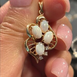 14K Yellow Gold and Opal Pendant
